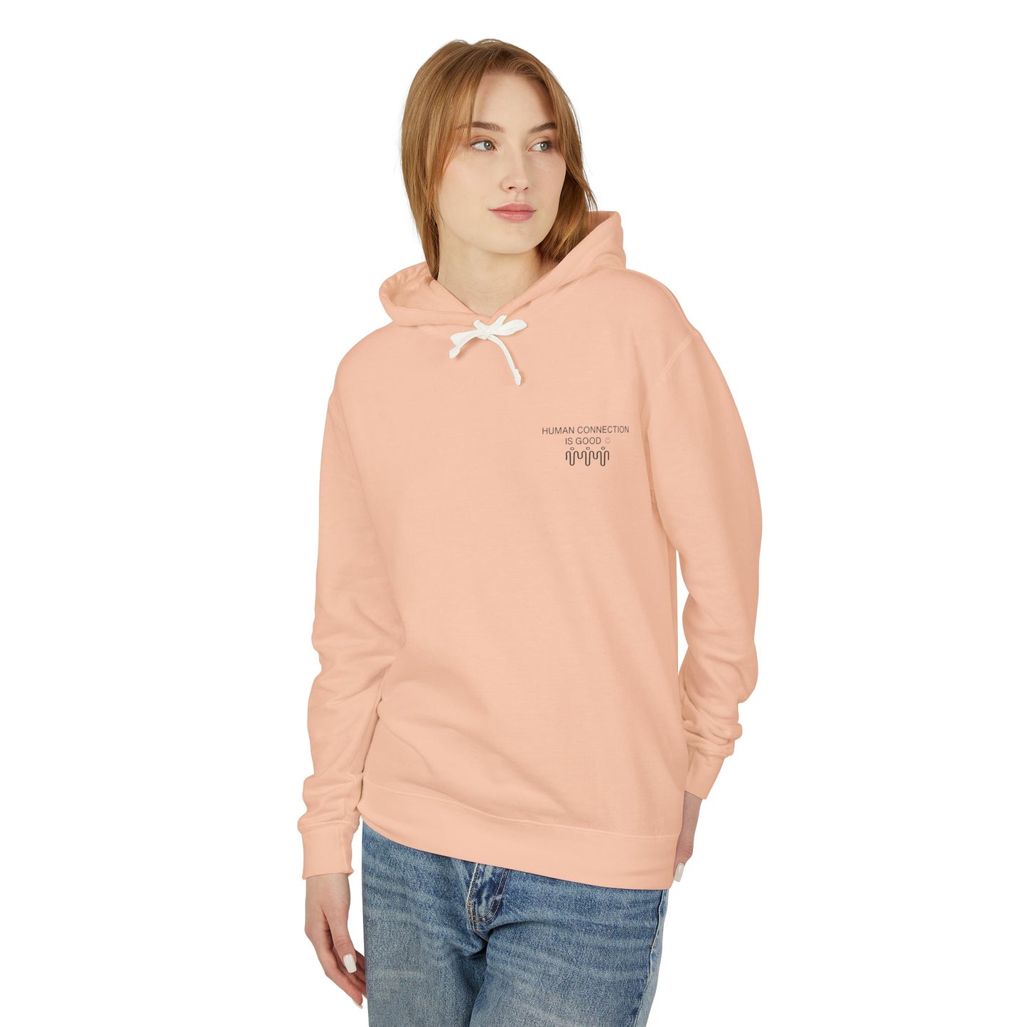 Unisex Lightweight Hooded Sweatshirt - 'Human Connection' Design - Casual Comfort for Every Occasion
