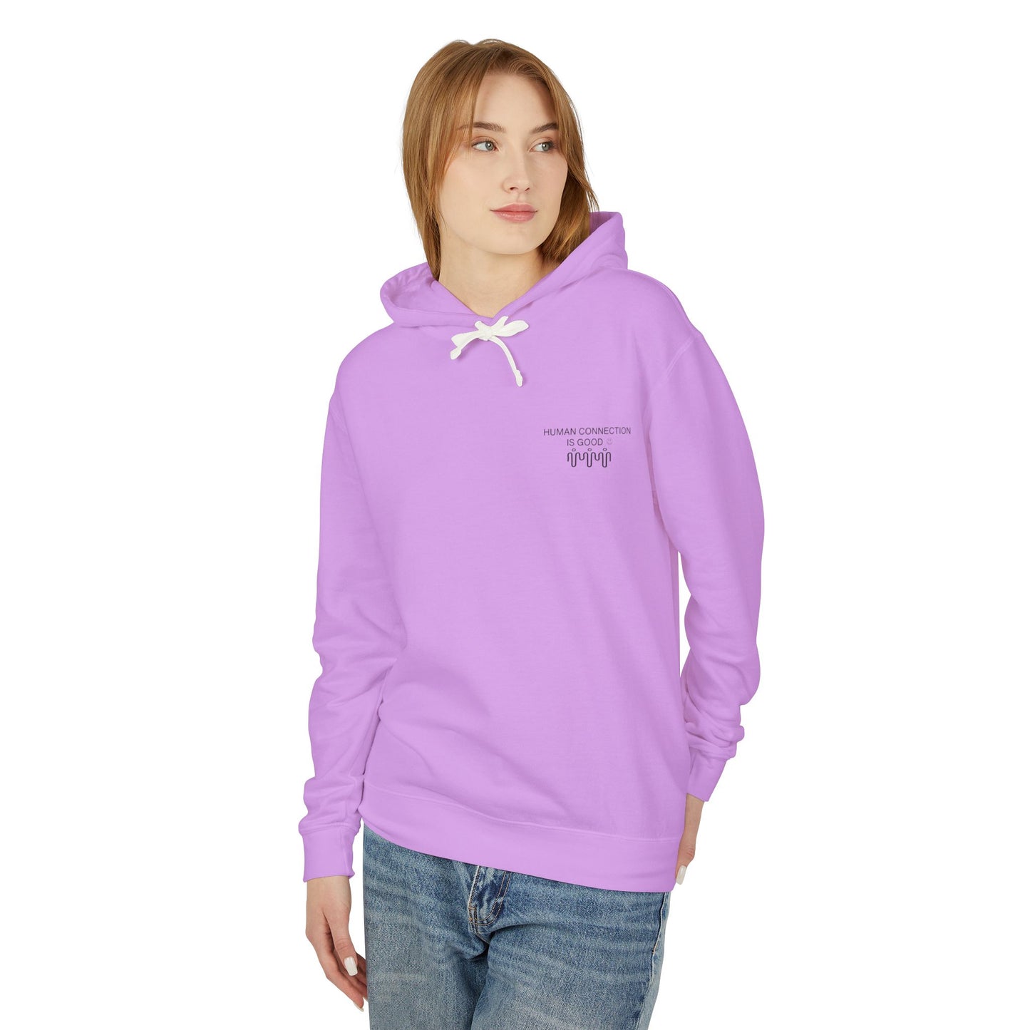 Unisex Lightweight Hooded Sweatshirt - 'Human Connection' Design - Casual Comfort for Every Occasion