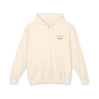Unisex Lightweight Hooded Sweatshirt - 'Human Connection' Design - Casual Comfort for Every Occasion