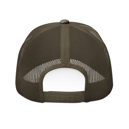 Camouflage Trucker Hat with 'Human Connection is Good' Embroidery | Stylish Outdoor Gear